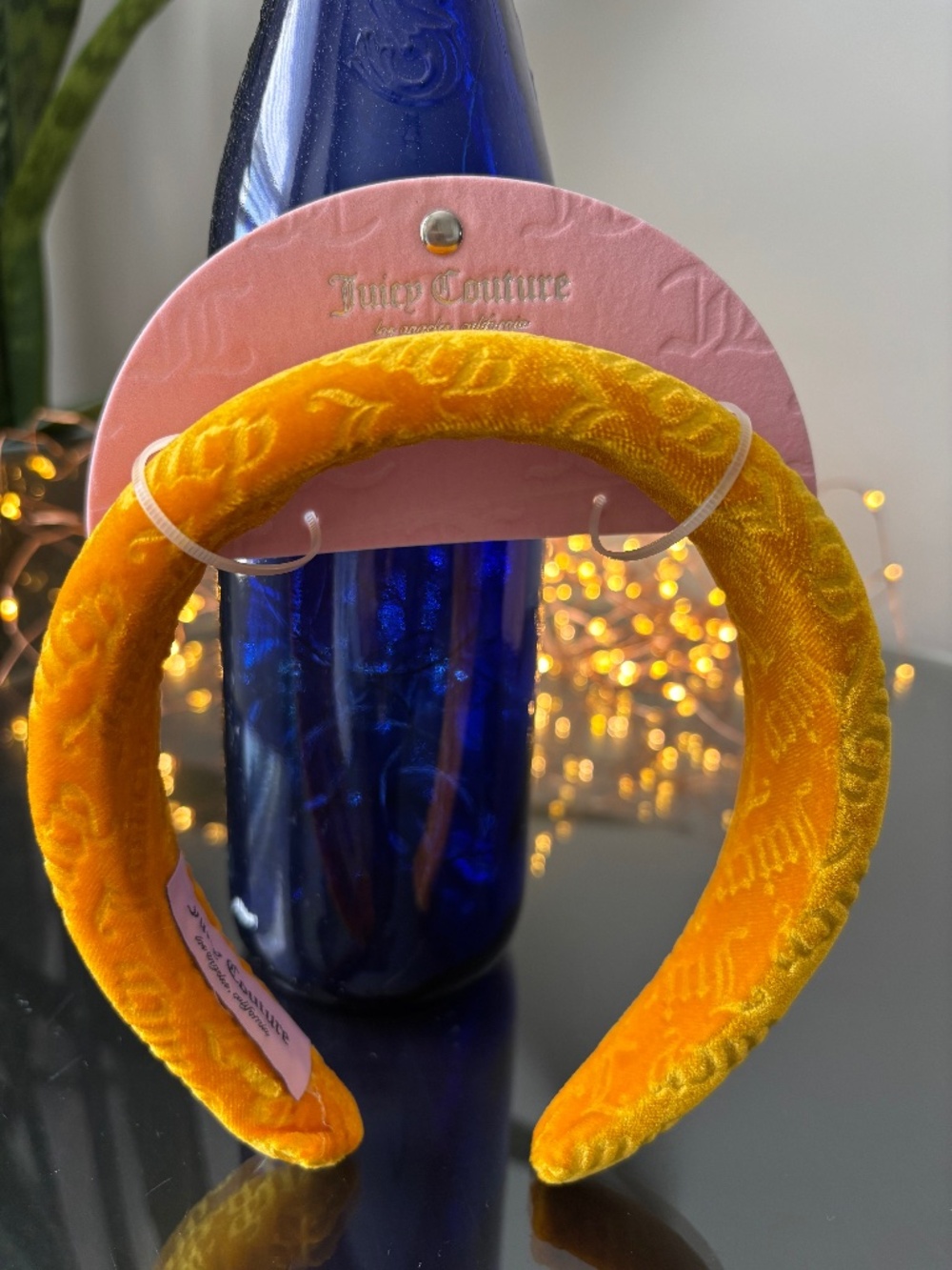 NWT Juicy Couture Marigold Velour Padded Headband Monogram Y2K